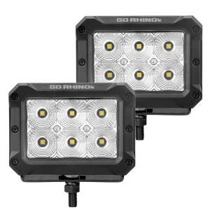Go Rhino - Bright Series LED Lights - Pair of 4x3 Rectangle Flood Light Kit