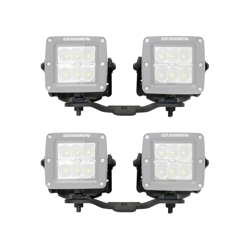 Go Rhino - XE Hood Hinge LED Light Mounts for Jeep JL/JT - Fits two 3x3 LED Cubes