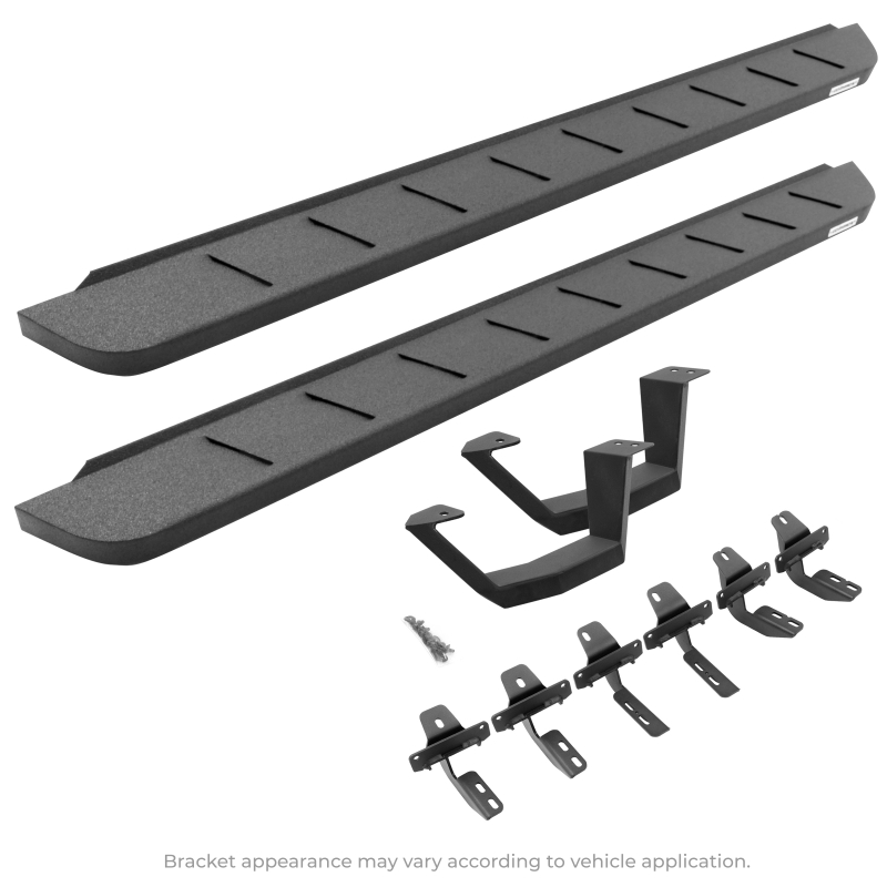 Go Rhino - RB10 Running Boards w Mounting Brackets, 1 Pair Drop Steps Kit - Bedliner Coat