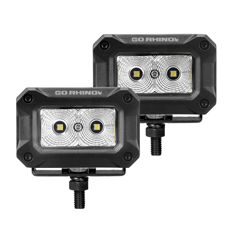 Go Rhino - Bright Series LED Lights - Pair of 3x2 Rectangle Flood Light Kit