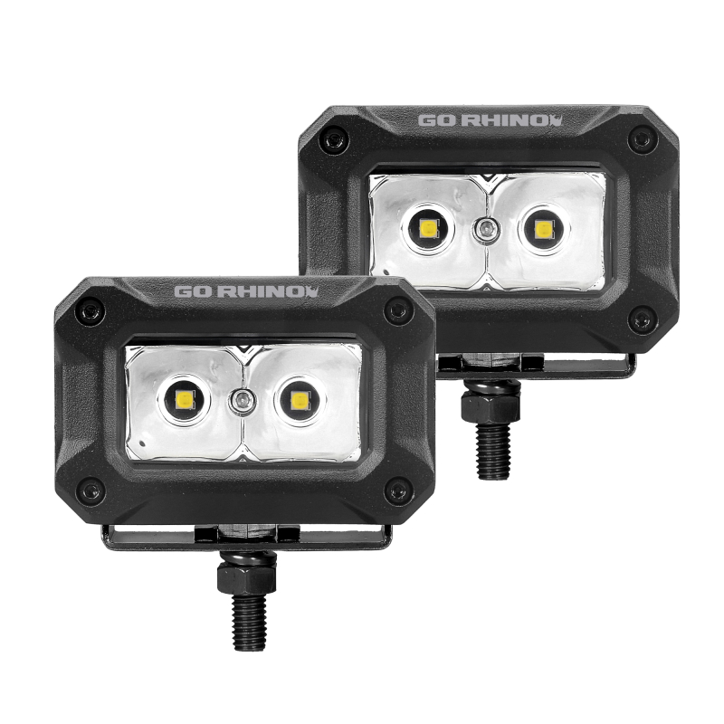 Go Rhino - Bright Series LED Lights - Pair of 3x2 Rectangle Spot Light Kit