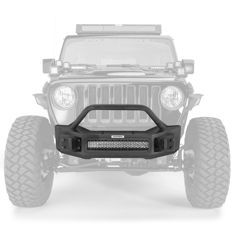 Go Rhino - Rockline Winch-Ready Front Stubby Bumper With Overrider For Jeep
