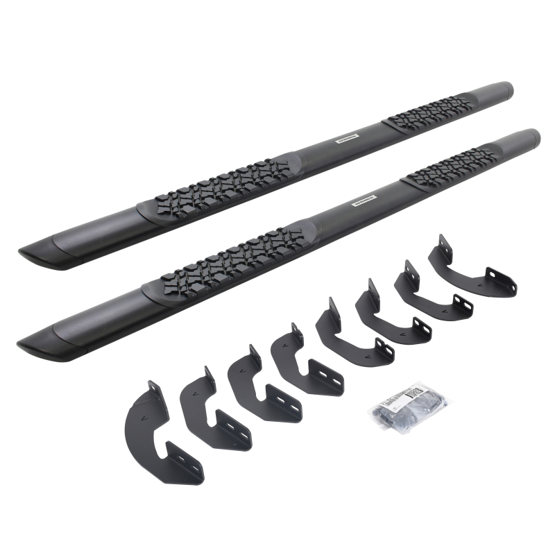 Go Rhino - V-Series V3 5" Side Steps - 87" Long - Side Step Bars + Mounting Brackets Kit