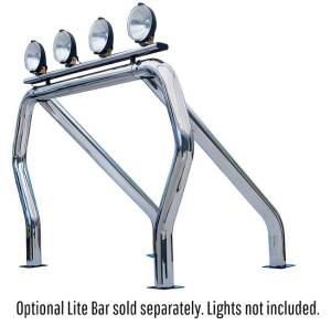 Bed Bars Complete Kit - Single Bar/Single Kicker (Between wheel wells) - Chrome