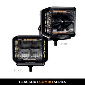 Go Rhino - Blackout Combo Series LED Lights - Pair of 4x3 LED Cube Sideline Spot Lights W/ Amber - Image 6