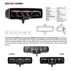 Go Rhino - Blackout Combo Series LED Lights - Pair of Sixline Spot Lights With Amber Accent - Image 3