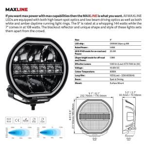 Go Rhino - Blackout Series LED Lights - 9" Maxline Hi/Low Beam W/Multi Daytime Running Light - Image 6