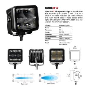 Go Rhino - Blackout Series LED Lights - Pair of 3x3 LED Cube Flood Light Kit - Image 4