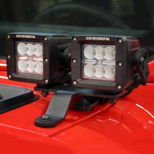 Go Rhino - XE Windshield Cowl LED Light Mounts for Jeep JL/JT - Fits Dual 3x3 LED Cubes - Image 2