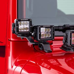 Go Rhino - XE Windshield Cowl LED Light Mounts for Jeep JL/JT - Fits Dual 3x3 LED Cubes Offset - Image 4